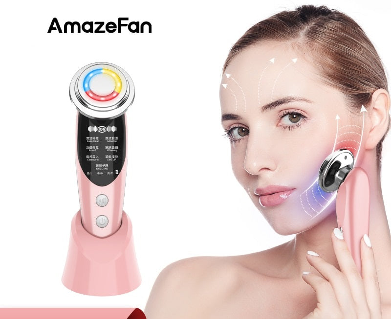 Aparelho Massageador 7 em 1 Anti Idade Rejuvenescedor Facial com LED AmazeFan Original