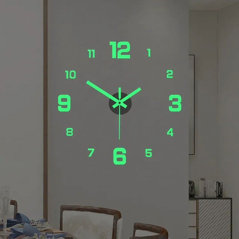 3D Luminous Wall Clock - Frameless DIY Design