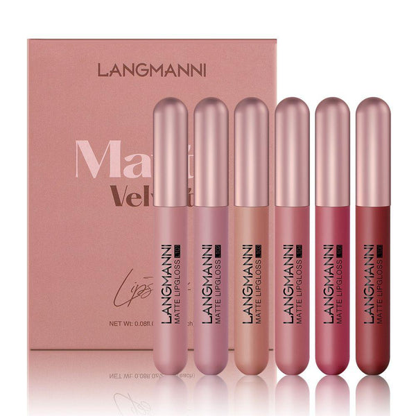 Batom Matte Velvet Langmanni - Kit com 6 batons e embalagem box