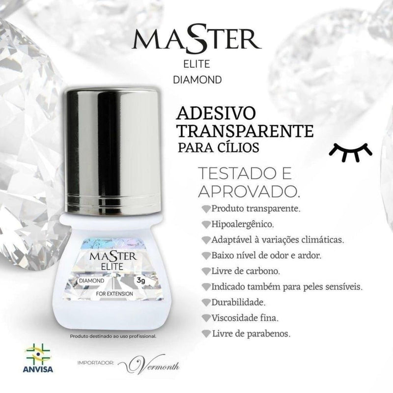 Cola Adesiva Transparente Para Extensão De Cílios Master Elite Diamond 3ml