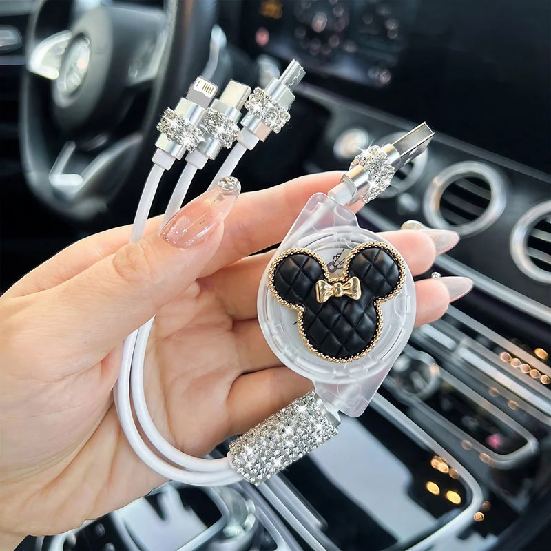 3-in-1 Retractable Diamond Charging Cable