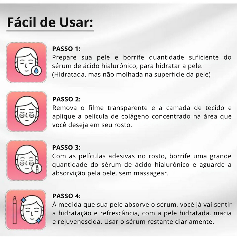 Máscara de Colágeno Absorvível com Serum de Ácido Hialurônico