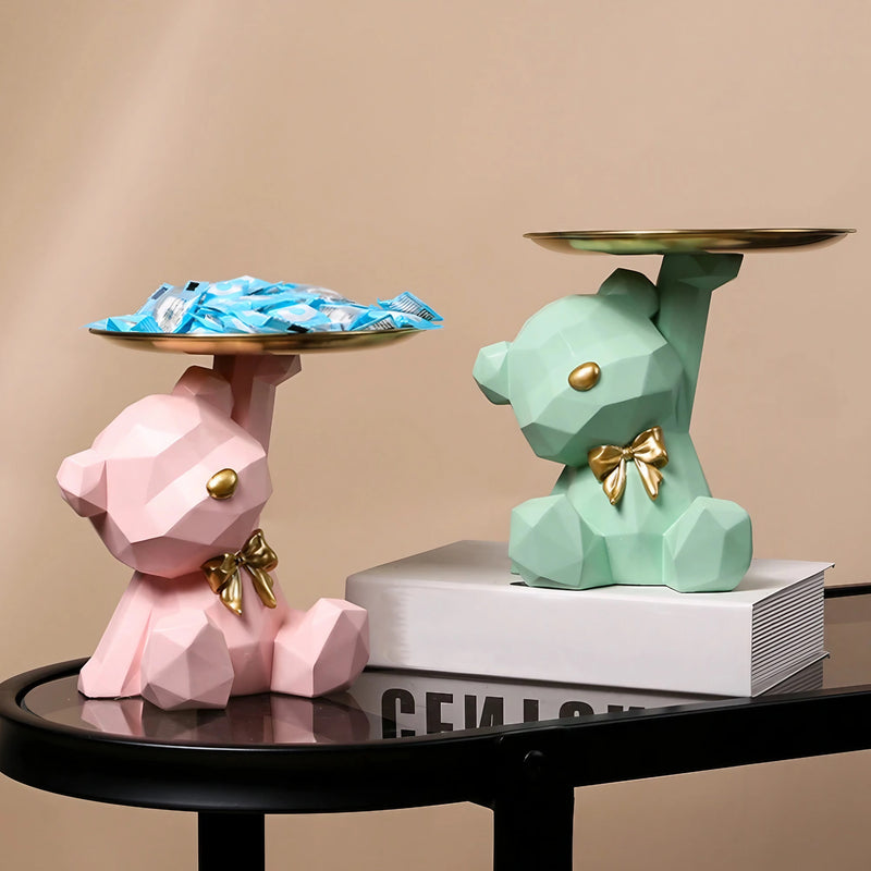 Geometric Bear Sculpture: Accessory Holder