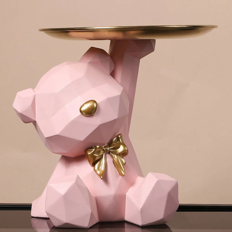 Geometric Bear Sculpture: Accessory Holder