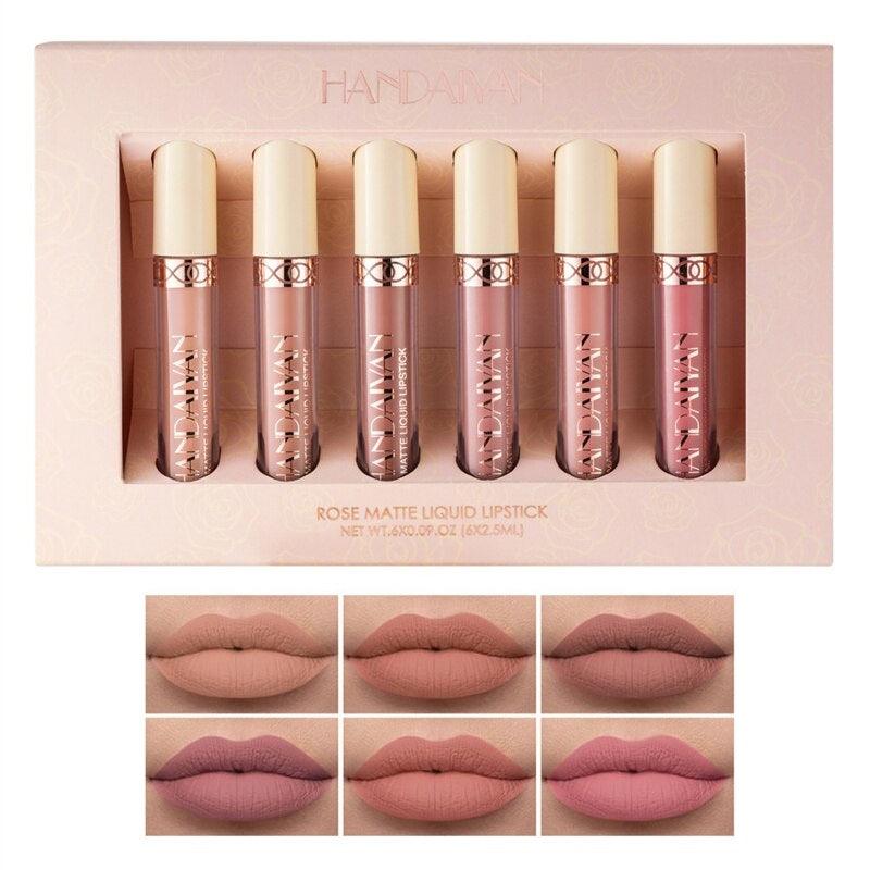 Batom Matte Nude Lips Handaiyan - Kit com 6 unidades