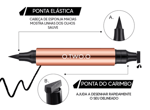 Caneta Delineadora Cat Eyeliner O.TWO.O - Original - à prova d'água com duas pontas