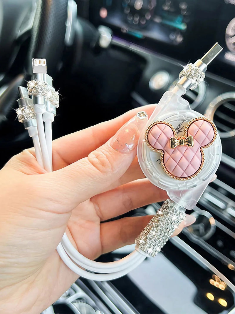 3-in-1 Retractable Diamond Charging Cable